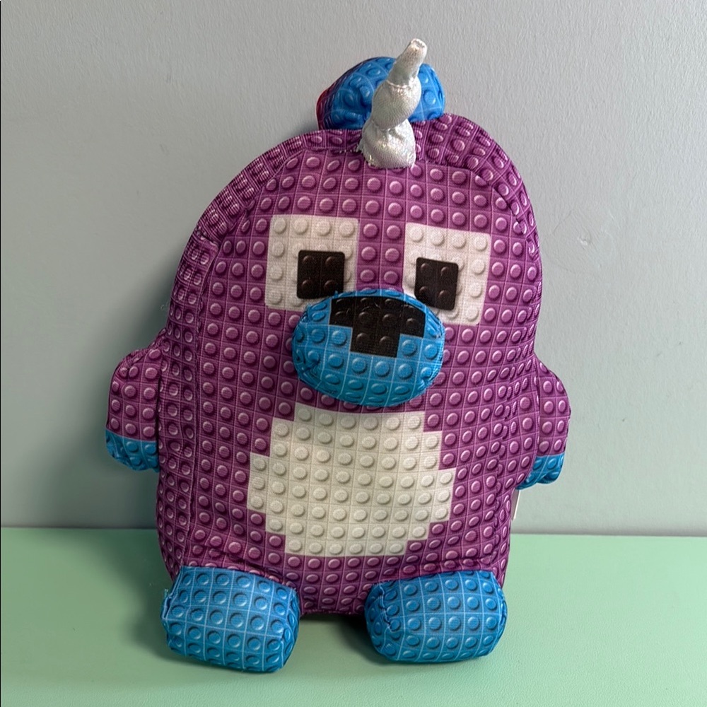 Nanco International Purple Blue Pixel Block Narwhal Whale Unicorn Plush Kids Toy
